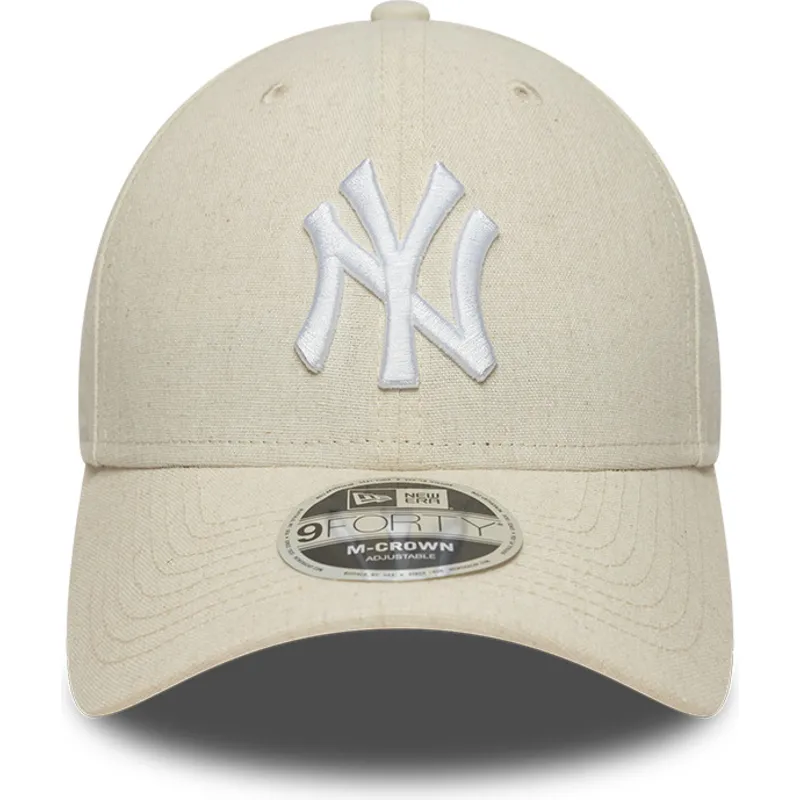 casquette-courbee-beige-snapback-9forty-m-crown-linen-new-york-yankees-mlb-new-era