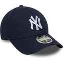 casquette-courbee-bleue-marine-snapback-9forty-m-crown-linen-new-york-yankees-mlb-new-era
