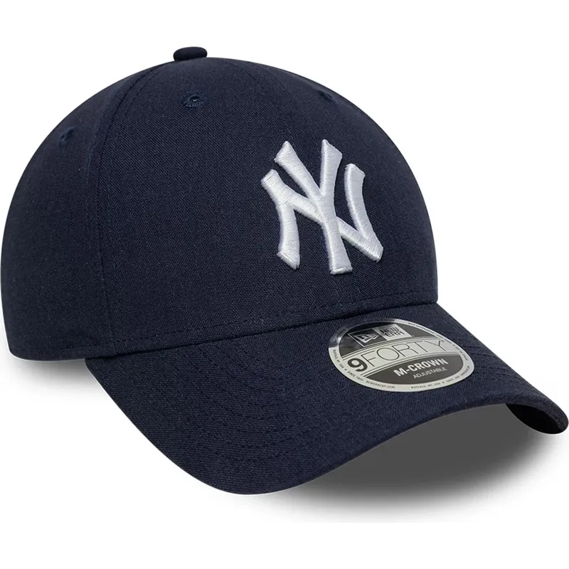 casquette-courbee-bleue-marine-snapback-9forty-m-crown-linen-new-york-yankees-mlb-new-era