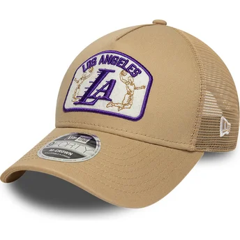 Mützen gebogen beige snapback 9FORTY M-Crown A Frame der Los Angeles Lakers NBA von New Era