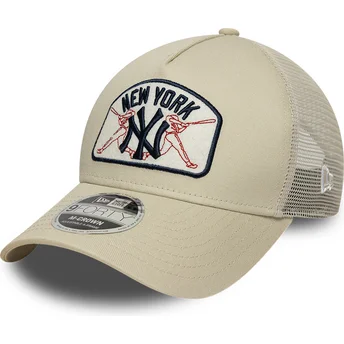 Mützen gebogen beige snapback 9FORTY M-Crown A Frame der New York Yankees MLB von New Era