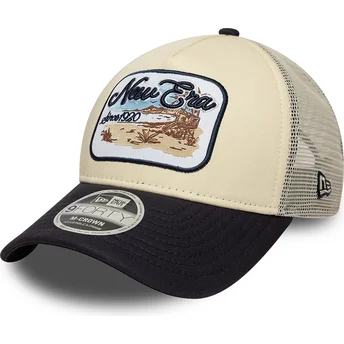 Casquette trucker beige et bleue marine 9FORTY M-Crown A Frame New Era