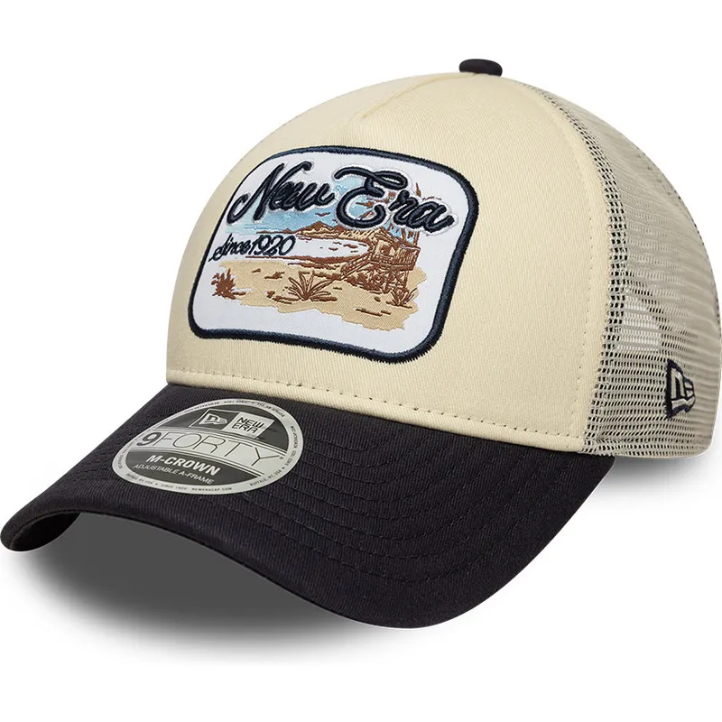 casquette-trucker-beige-et-bleue-marine-9forty-m-crown-a-frame-new-era