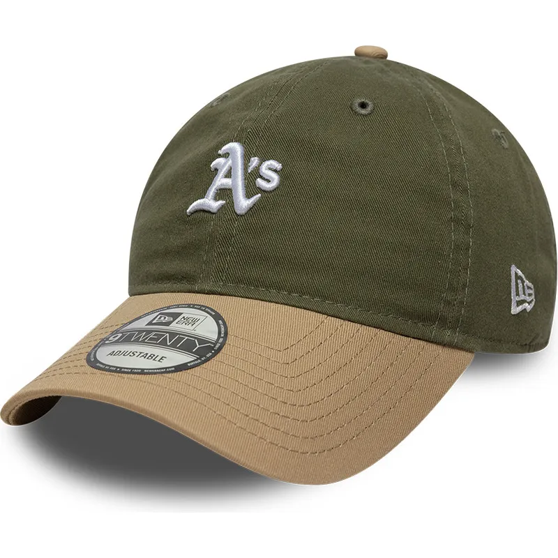 casquette-courbee-verte-et-marron-ajustable-9twenty-mini-washed-contrast-oakland-athletics-mlb-new-era