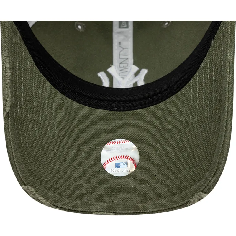 grune-verstellbare-trucker-kappe-9twenty-cotton-canv-der-new-york-yankees-mlb-von-new-era