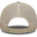 casquette-trucker-beige-et-blanche-avec-logo-beige-a-frame-league-essential-los-angeles-dodgers-mlb-new-era