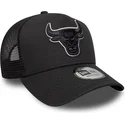 casquette-trucker-noire-avec-logo-noir-a-frame-outline-chicago-bulls-nba-new-era