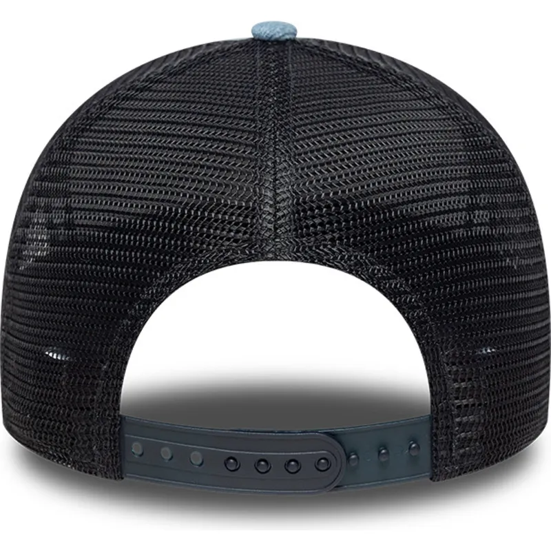 trucker-cap-blau-a-frame-denim-leather-patch-von-new-era trucker-cap-blau-a-frame-denim-leather-patch-von-new-era