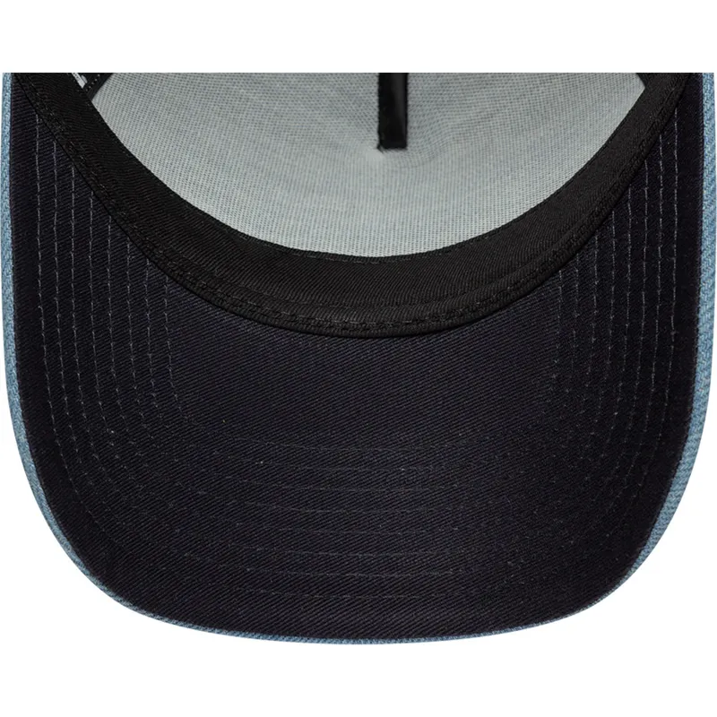 trucker-cap-blau-a-frame-denim-leather-patch-von-new-era trucker-cap-blau-a-frame-denim-leather-patch-von-new-era
