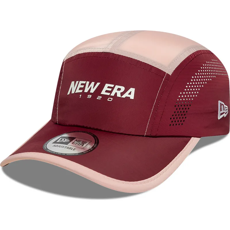 rote-gebogene-5-panel-kappe-verstellbar-runner-colour-block-von-new-era