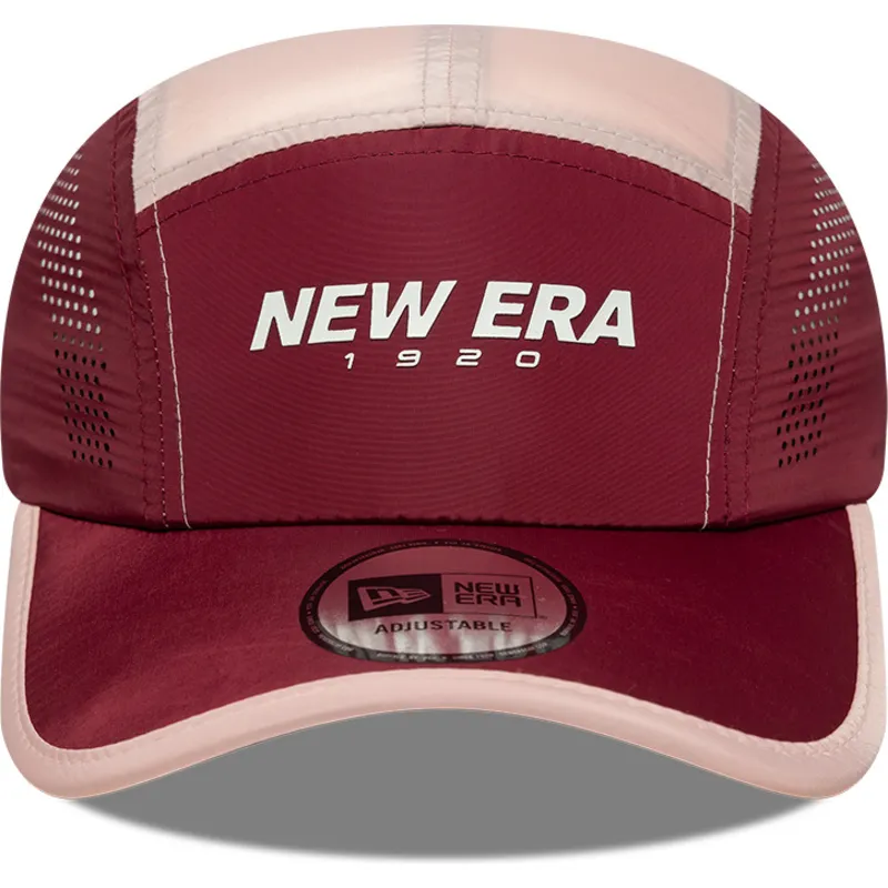 rote-gebogene-5-panel-kappe-verstellbar-runner-colour-block-von-new-era