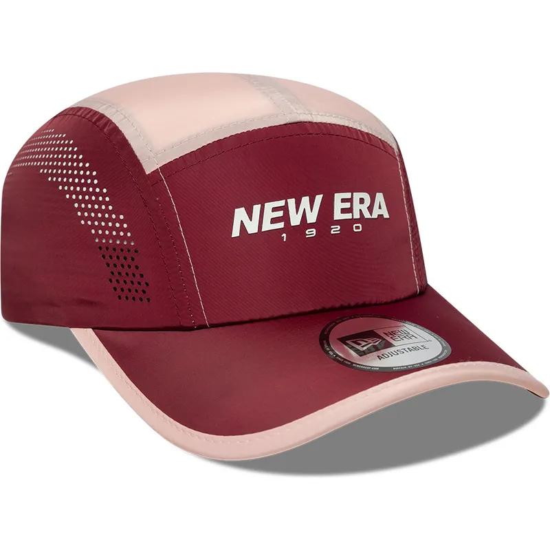 rote-gebogene-5-panel-kappe-verstellbar-runner-colour-block-von-new-era