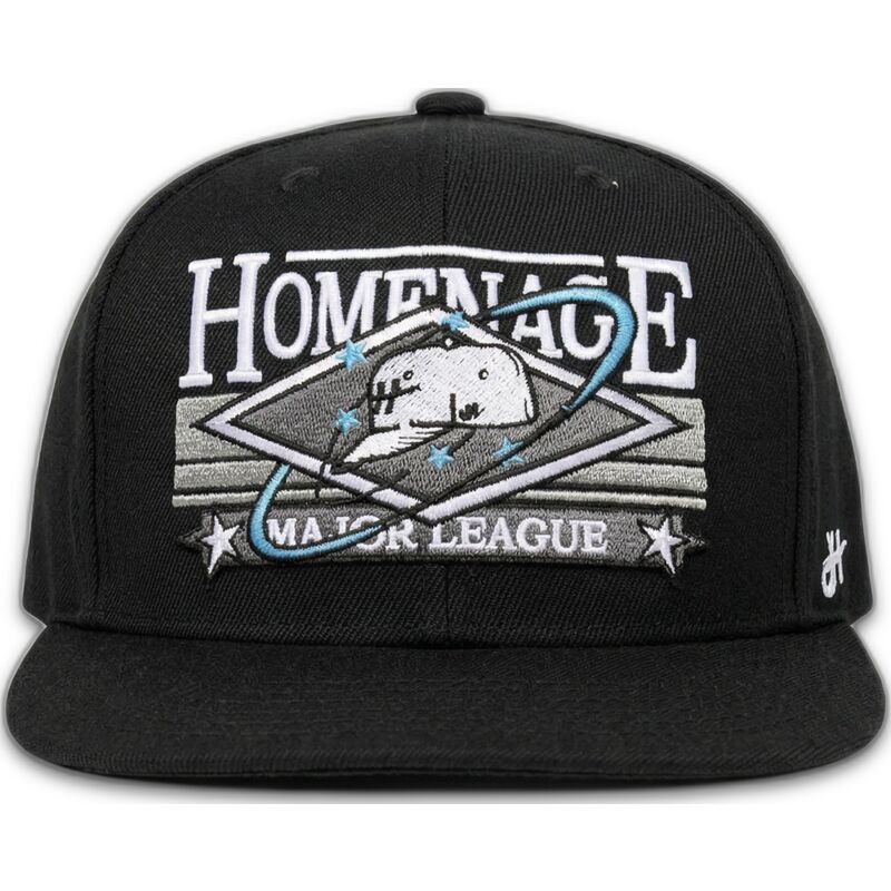 schwarze-flache-snapback-kappe-game-sport-the-snap-von-homenage schwarze-flache-snapback-kappe-game-sport-the-snap-von-homenage