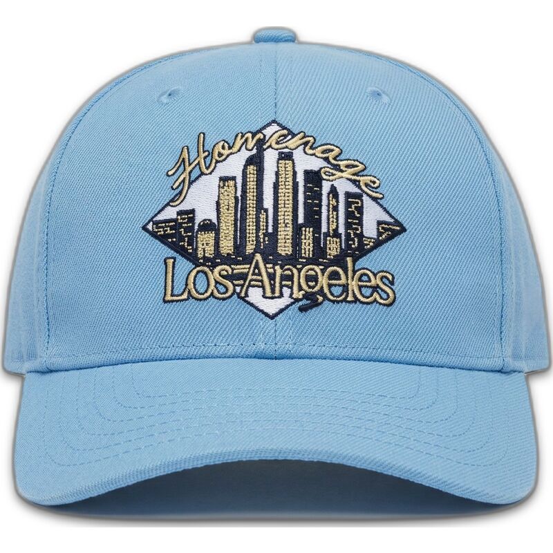 blaue-gebogene-snapback-kappe-lasky-skylines-the-retro-von-homenage blaue-gebogene-snapback-kappe-lasky-skylines-the-retro-von-homenage