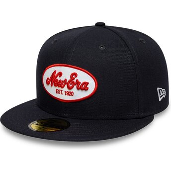 Mützen flach marineblau angepasst 59FIFTY Oval Patch von New Era