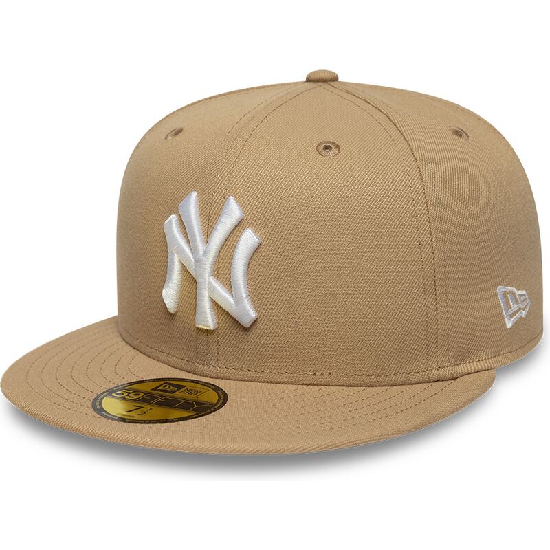 casquette-plate-marron-claire-ajustee-59fifty-league-essential-new-york-yankees-mlb-new-era