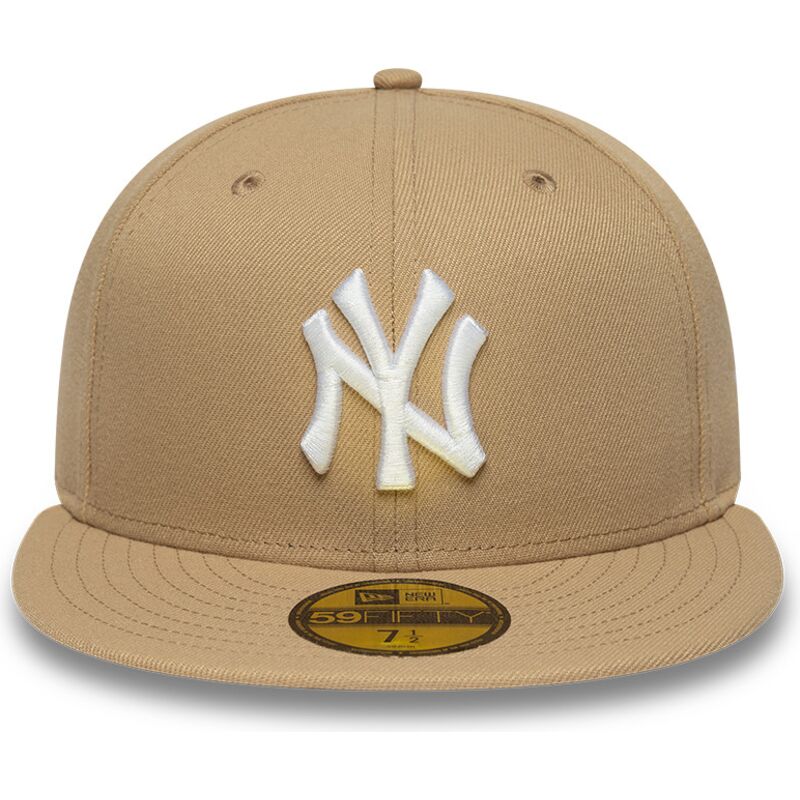 casquette-plate-marron-claire-ajustee-59fifty-league-essential-new-york-yankees-mlb-new-era