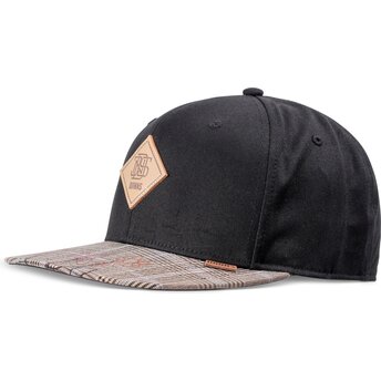 Mützen flach schwarz snapback Crinklecheck Rev von Djinns
