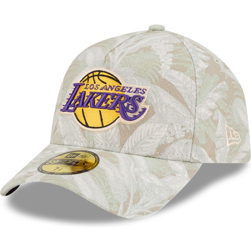 casquette-courbee-beige-ajustee-59forty-a-frame-leafy-palm-los-angeles-lakers-nba-new-era