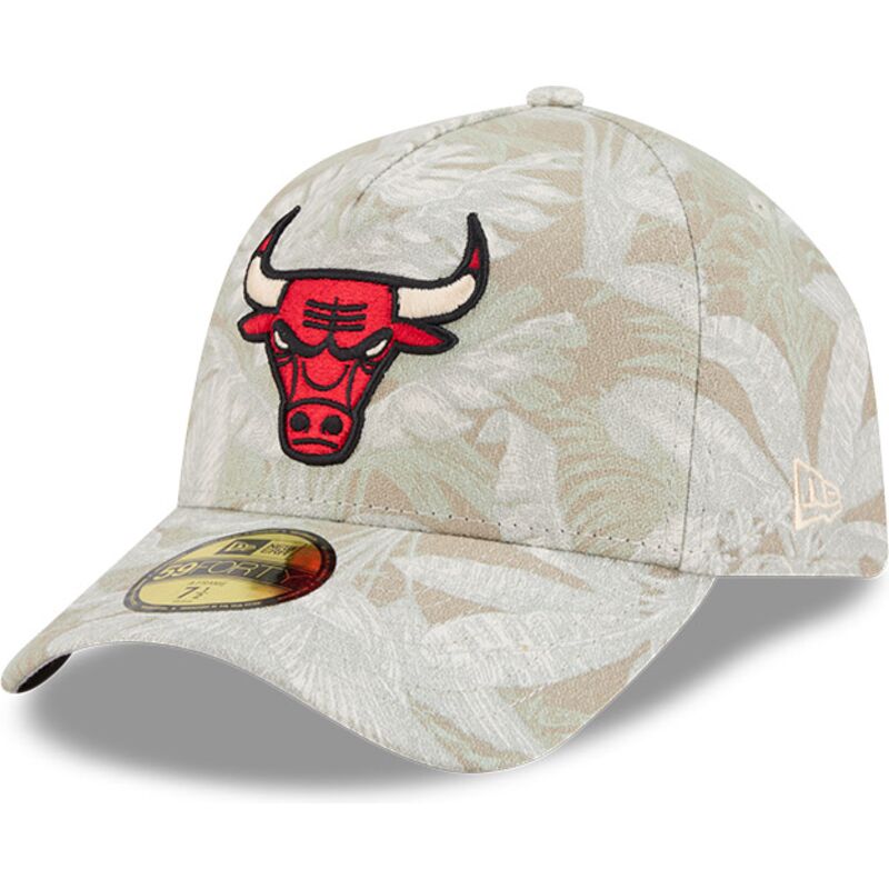 casquette-courbee-beige-ajustee-59forty-a-frame-leafy-palm-chicago-bulls-nba-new-era