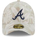 casquette-courbee-beige-ajustee-59forty-a-frame-leafy-palm-atlanta-braves-mlb-new-era