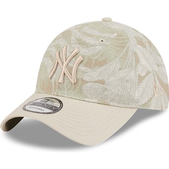 Casquette courbée beige ajustable 9TWENTY Leafy Palm New York Yankees MLB New Era