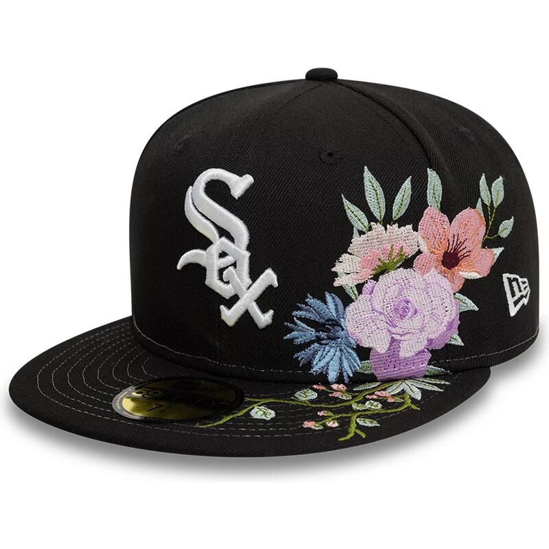 schwarze-enganliegende-59fifty-floral-flatcap-der-chicago-white-sox-mlb-von-new-era