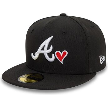 Mützen flach schwarz angepasst 59FIFTY Heart Icon der Atlanta Braves MLB von New Era