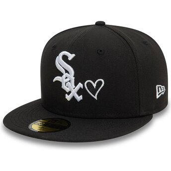 Casquette plate noire ajustée 59FIFTY Heart Icon Chicago White Sox MLB New Era