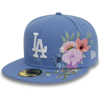Mützen flach blau angepasst 59FIFTY Floral der Los Angeles Dodgers MLB von New Era
