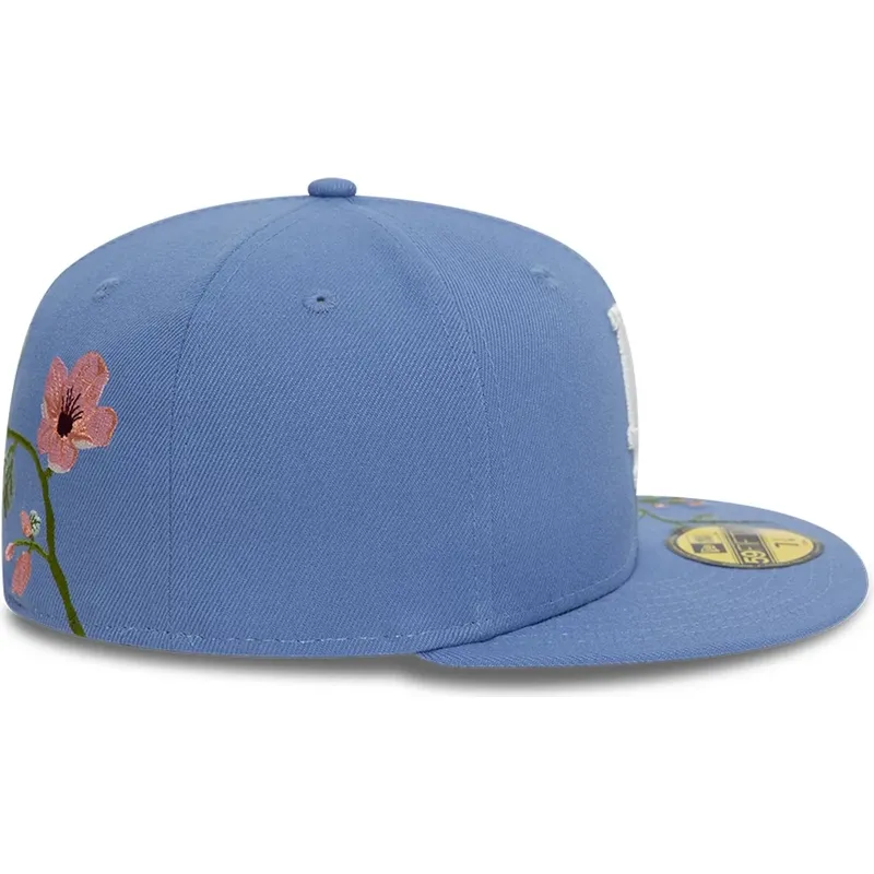 casquette-plate-bleue-ajustee-59fifty-floral-los-angeles-dodgers-mlb-new-era