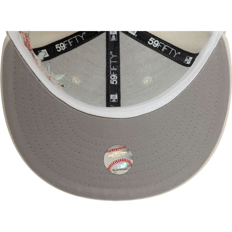 beige-angepasste-59fifty-floral-flatcap-der-new-york-yankees-mlb-von-new-era