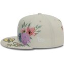 beige-angepasste-59fifty-floral-flatcap-der-new-york-yankees-mlb-von-new-era