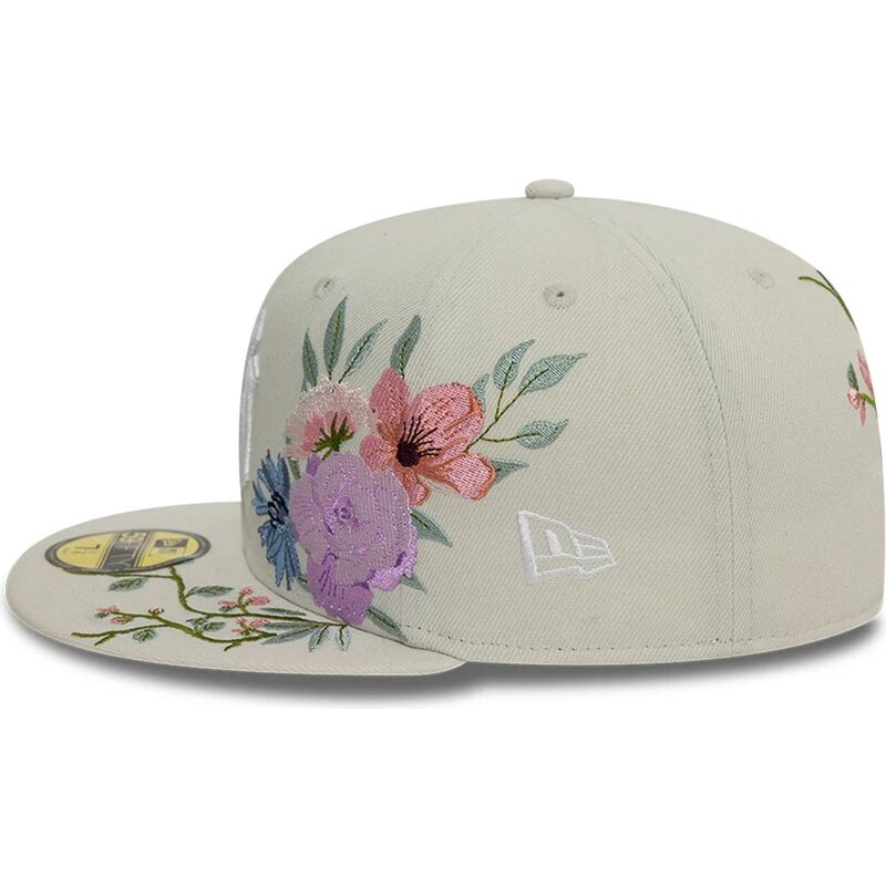 beige-angepasste-59fifty-floral-flatcap-der-new-york-yankees-mlb-von-new-era