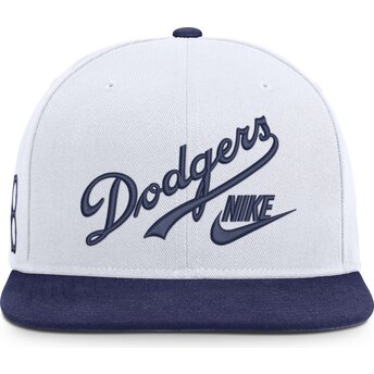 Casquette plate blanche et bleue snapback Cooperstown Dri-Fit Pro Structured Square Bill Los Angeles Dodgers MLB Nike