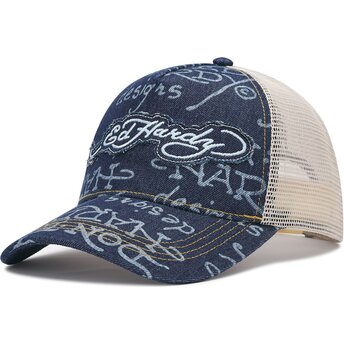Casquette trucker bleue marine et beige Don Denim Ed Hardy