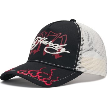 Casquette trucker noire, beige et rouge 1971 Ed Hardy