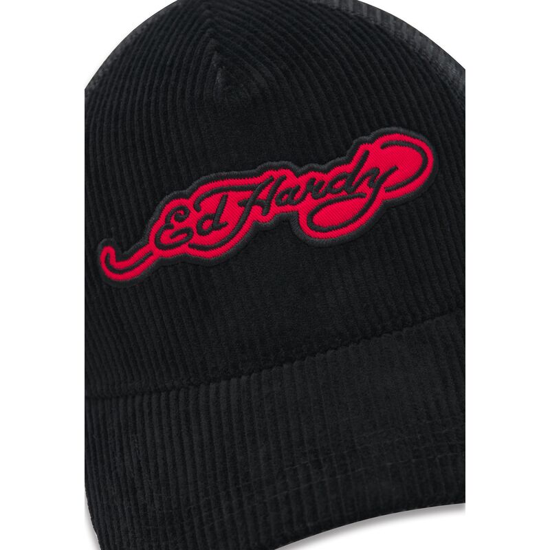 casquette-trucker-noire-embroidery-applique-cord-ed-hardy