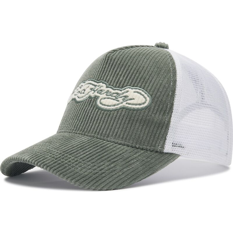 casquette-trucker-verte-et-blanche-embroidery-applique-cord-ed-hardy