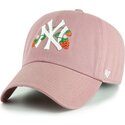 mutzen-gebogen-rosa-verstellbares-band-fur-kinder-clean-up-icon-alt-strawberry-der-new-york-yankees-mlb-von-47-brand