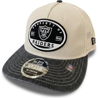 Mützen gebogen beige snapback 9FORTY M-Crown A Frame Fray der Las Vegas Raiders NFL von New Era