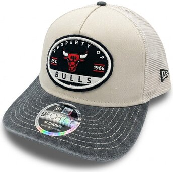 Mützen gebogen beige snapback 9FORTY M-Crown A Frame Fray der Chicago Bulls NBA von New Era