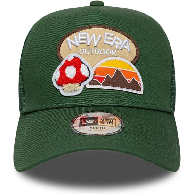mutzen-gebogen-grun-snapback-fur-kinder-a-frame-outdoor-von-new-era