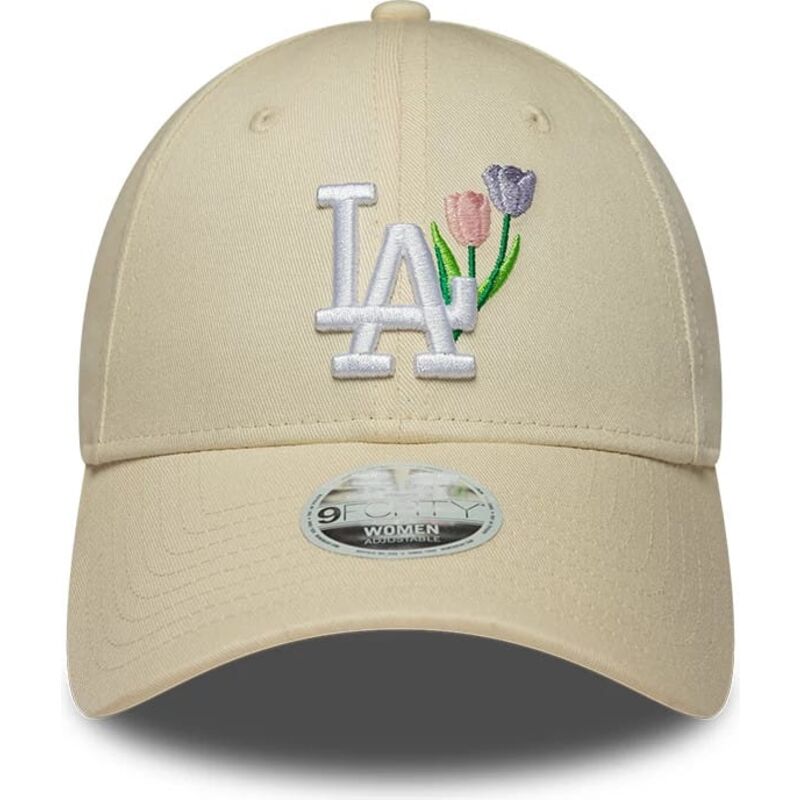 casquette-courbee-beige-ajustable-pour-femme-9forty-flower-icon-los-angeles-dodgers-mlb-new-era