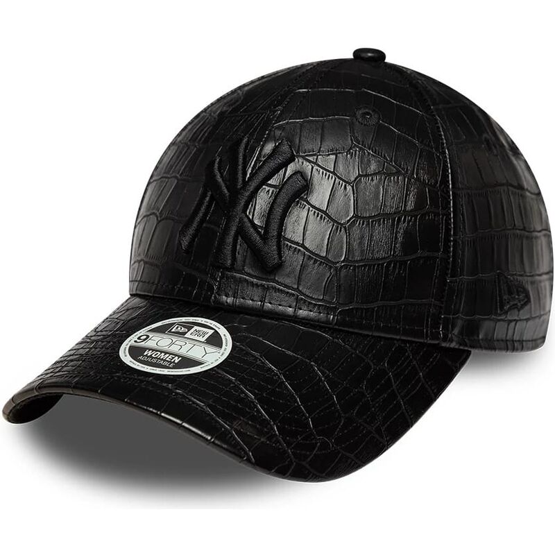 casquette-courbee-noire-ajustable-pour-femme-avec-logo-noir-9forty-pu-pattern-new-york-yankees-mlb-new-era casquette-courbee-noire-ajustable-pour-femme-avec-logo-noir-9forty-pu-pattern-new-york-yankees-mlb-new-era