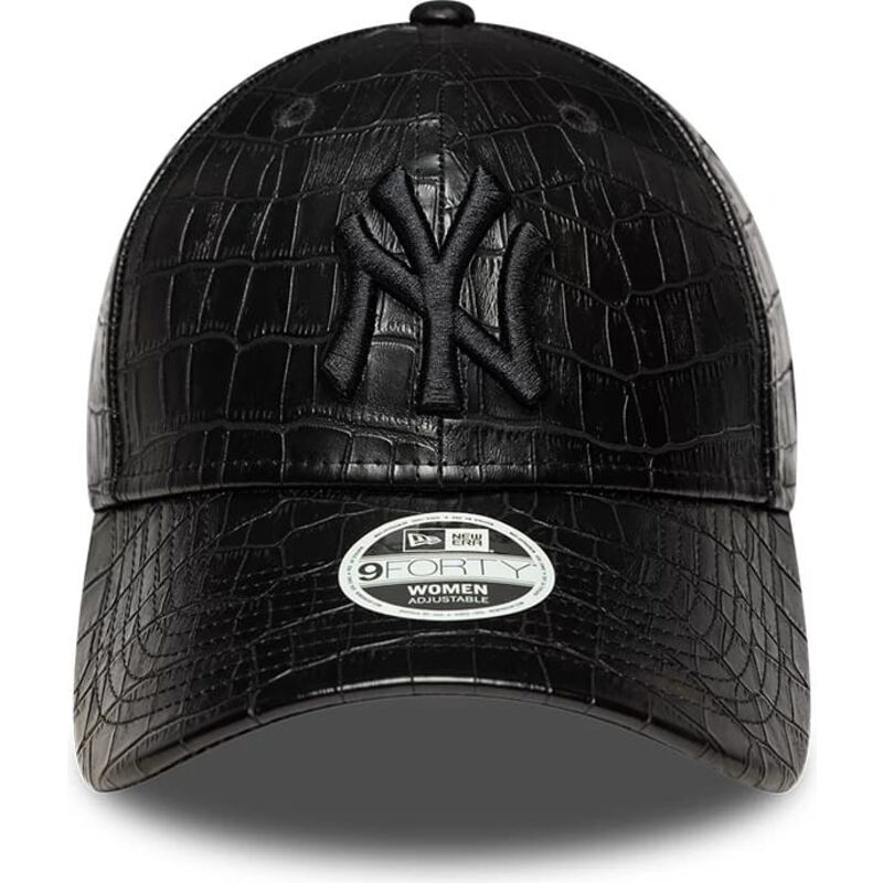 casquette-courbee-noire-ajustable-pour-femme-avec-logo-noir-9forty-pu-pattern-new-york-yankees-mlb-new-era casquette-courbee-noire-ajustable-pour-femme-avec-logo-noir-9forty-pu-pattern-new-york-yankees-mlb-new-era