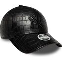 casquette-courbee-noire-ajustable-pour-femme-avec-logo-noir-9forty-pu-pattern-new-york-yankees-mlb-new-era