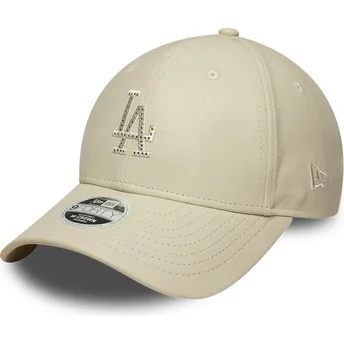Mützen gebogen beige snapback 9FORTY M-Crown PU Diamante der Los Angeles Dodgers MLB von New Era