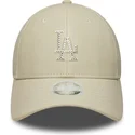 mutzen-gebogen-beige-snapback-9forty-m-crown-pu-diamante-der-los-angeles-dodgers-mlb-von-new-era