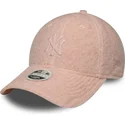 mutzen-gebogen-rosa-snapback-rosa-9forty-m-crown-winter-borg-der-new-york-yankees-mlb-von-new-era